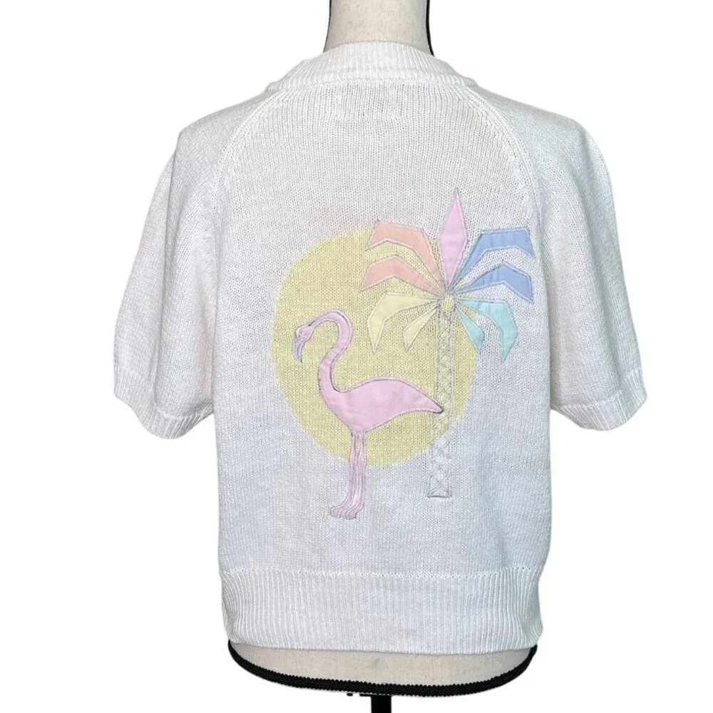 Vintage Jantzen Palm Tree Knit Sweater Large
